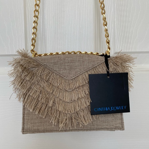 Cynthia Rowley Felix Linen Fringe Crossbody Bag NWT - Picture 5 of 8